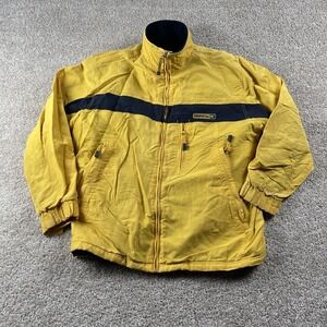 Y2K Aeropostale Jacket Mens Medium Yellow Nylon Windbreaker Lined Full Zip